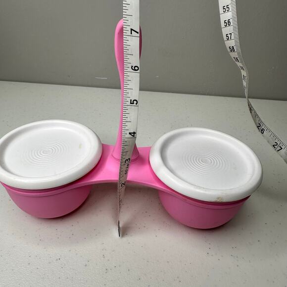 Tupperware Pink Blossom Condiment 2 Bowl Set Containers With Lids - Picture 6 of 7